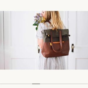 Canopy Verde convertible backpack travel tote bag green brown organic materials